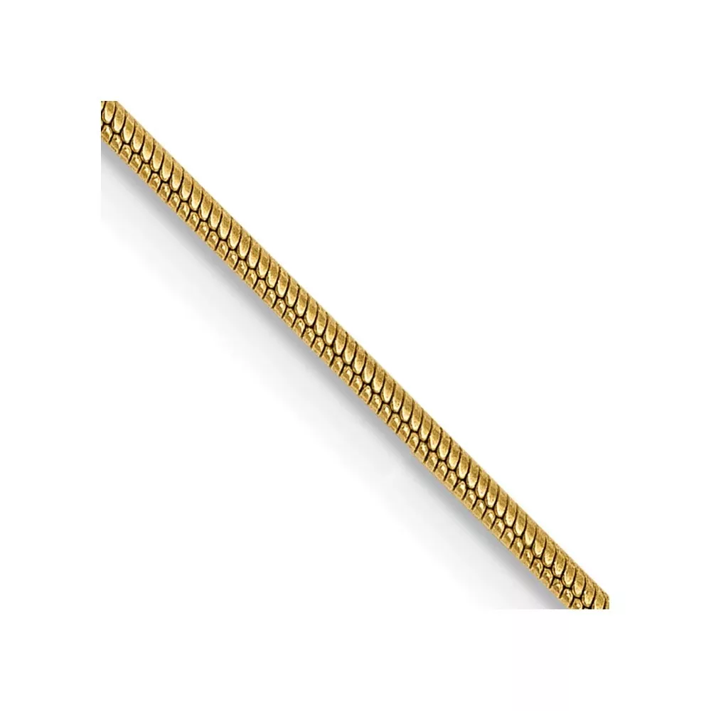 14K Yellow Gold 16 inch .9mm Round Snake with Lobster Clasp Chain Necklace