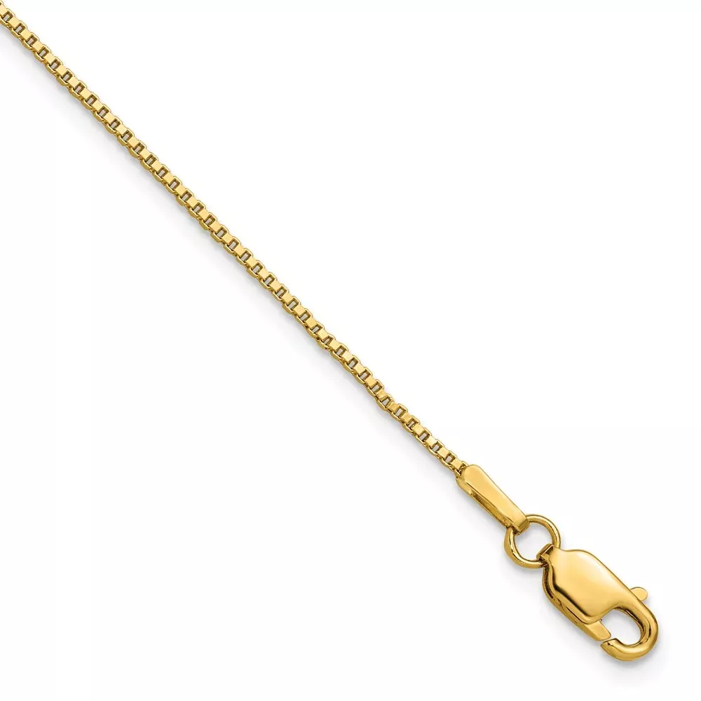 14K Yellow Gold 1mm Box With Lobster Clasp Chain Anklet