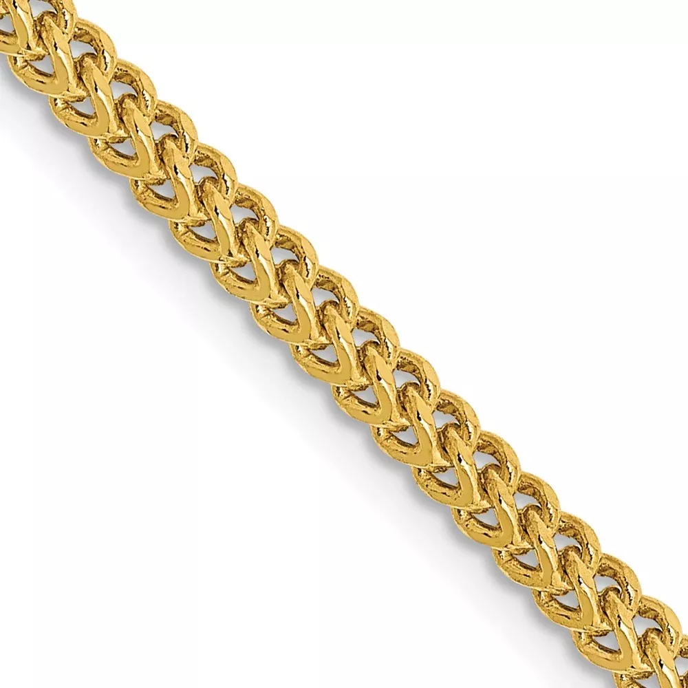 14K Yellow Gold 2.2mm Semi-Solid Franco With Lobster Clasp Chain Necklace
