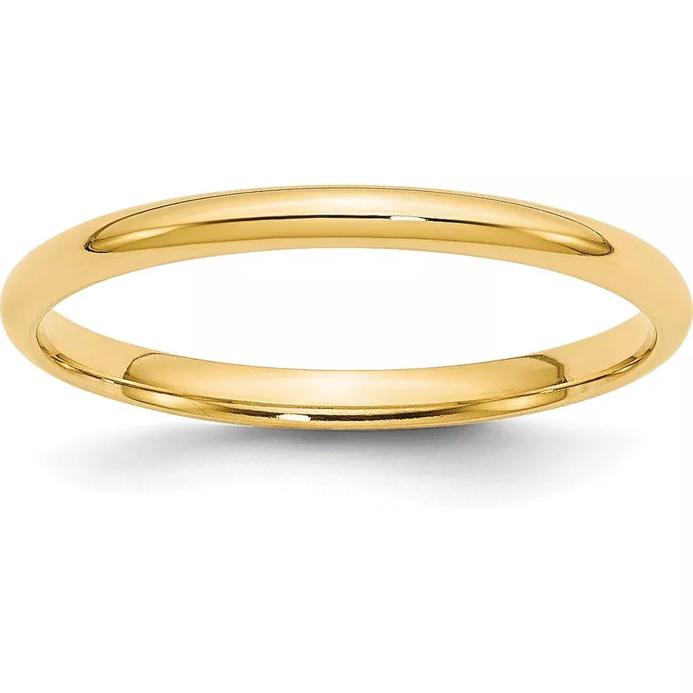 14K Yellow Gold 2mm Lightweight Comfort Fit Wedding Band - Size 8 by Luciano & Cie