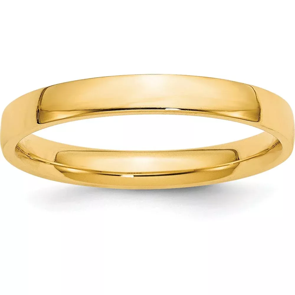 14K Yellow Gold 3mm Lightweight Comfort Fit Wedding Band - Size 11 by Luciano & Cie