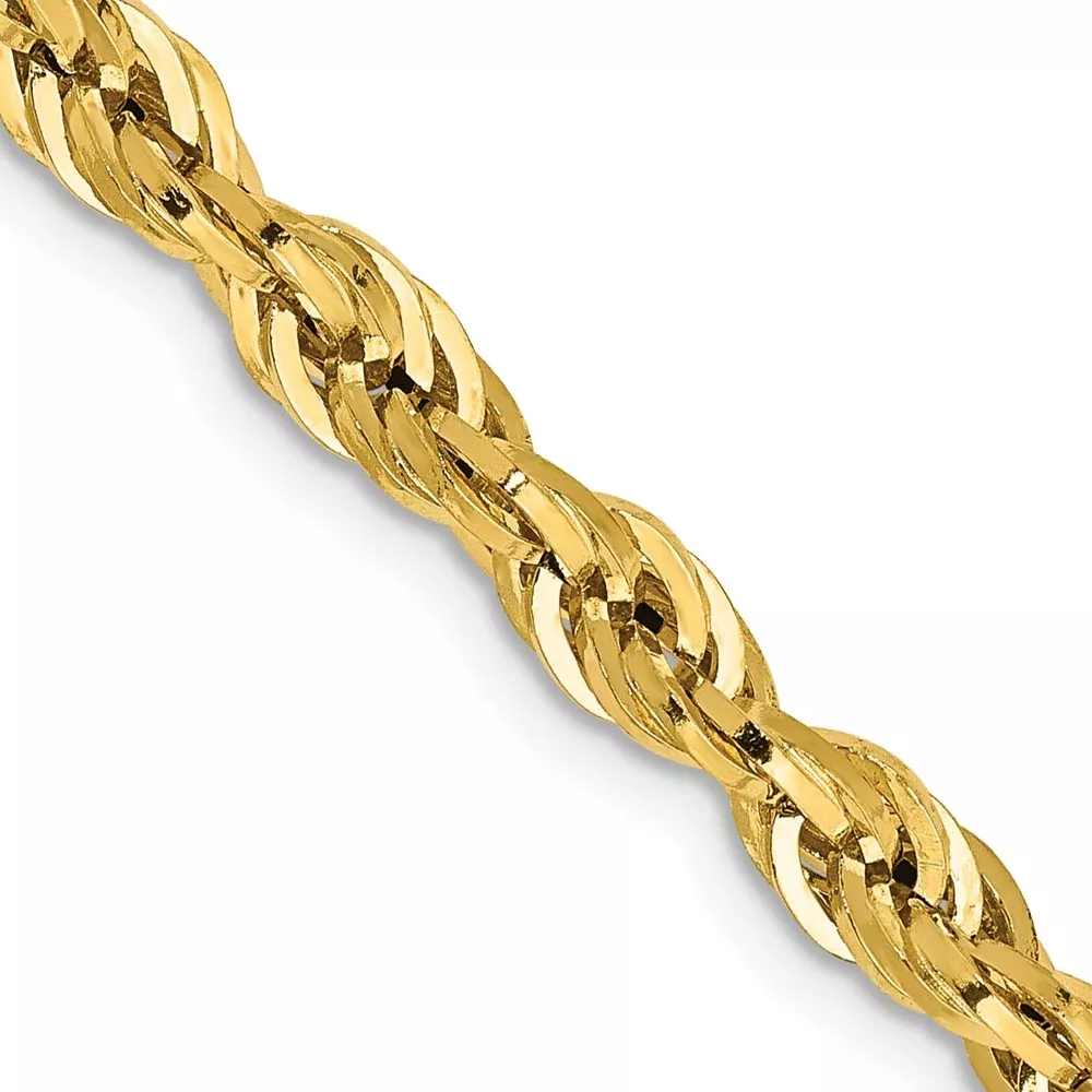 14K Yellow Gold 4.25mm Semi Solid Rope With Lobster Clasp Chain Necklace