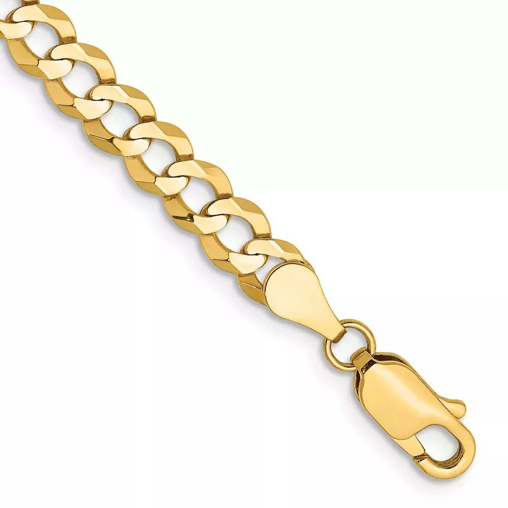 14K Yellow Gold 4.7mm Lightweight Flat Cuban Chain Anklet