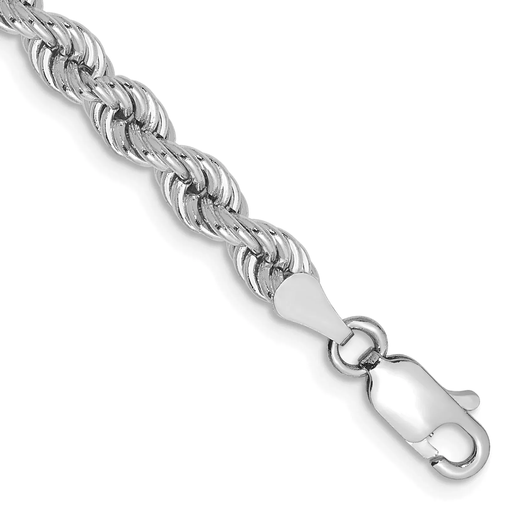 14k Yellow Gold 4mm Regular Rope with Lobster Clasp Chain Bracelet