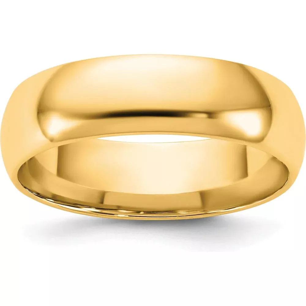 14K Yellow Gold 5.5mm Polished Comfort Fit Wedding Band - Unisex, Engravable by Luciano & Cie