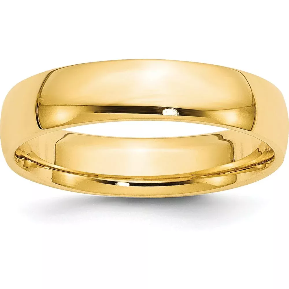 14K Yellow Gold 5mm Lightweight Comfort Fit Wedding Band - Size 12, Adjustable & Engravable by Luciano & Cie