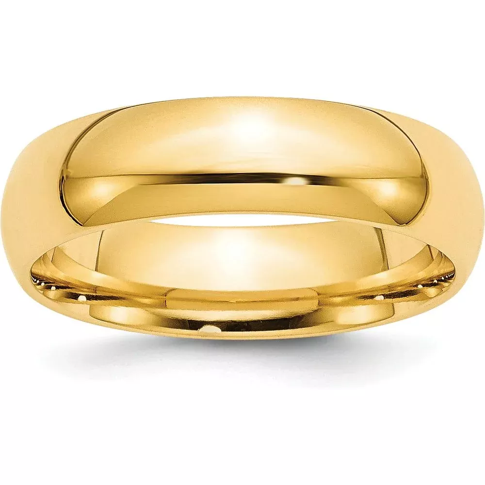 14K Yellow Gold 6mm Comfort Fit Domed Wedding Band - Size 8 by Luciano & Cie
