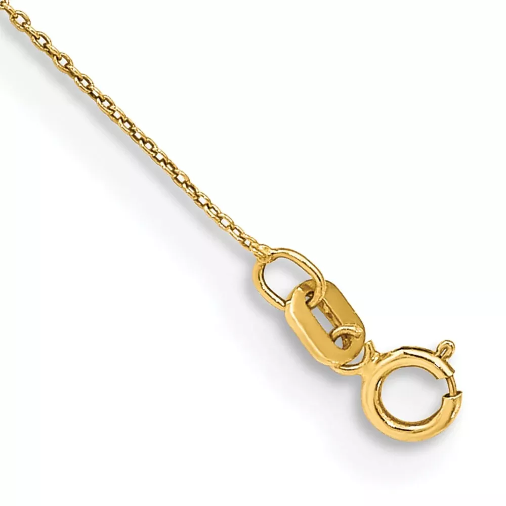14K Yellow Gold .75mm Cable With Spring Ring Clasp Chain Anklet