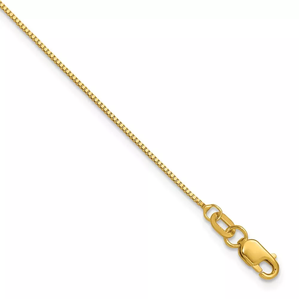 14K Yellow Gold .7mm Box With Lobster Clasp Chain Bracelet