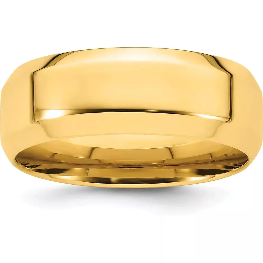 14K Yellow Gold 8mm Beveled Edge Comfort Fit Wedding Band - Size 11.5 by Luciano & Cie