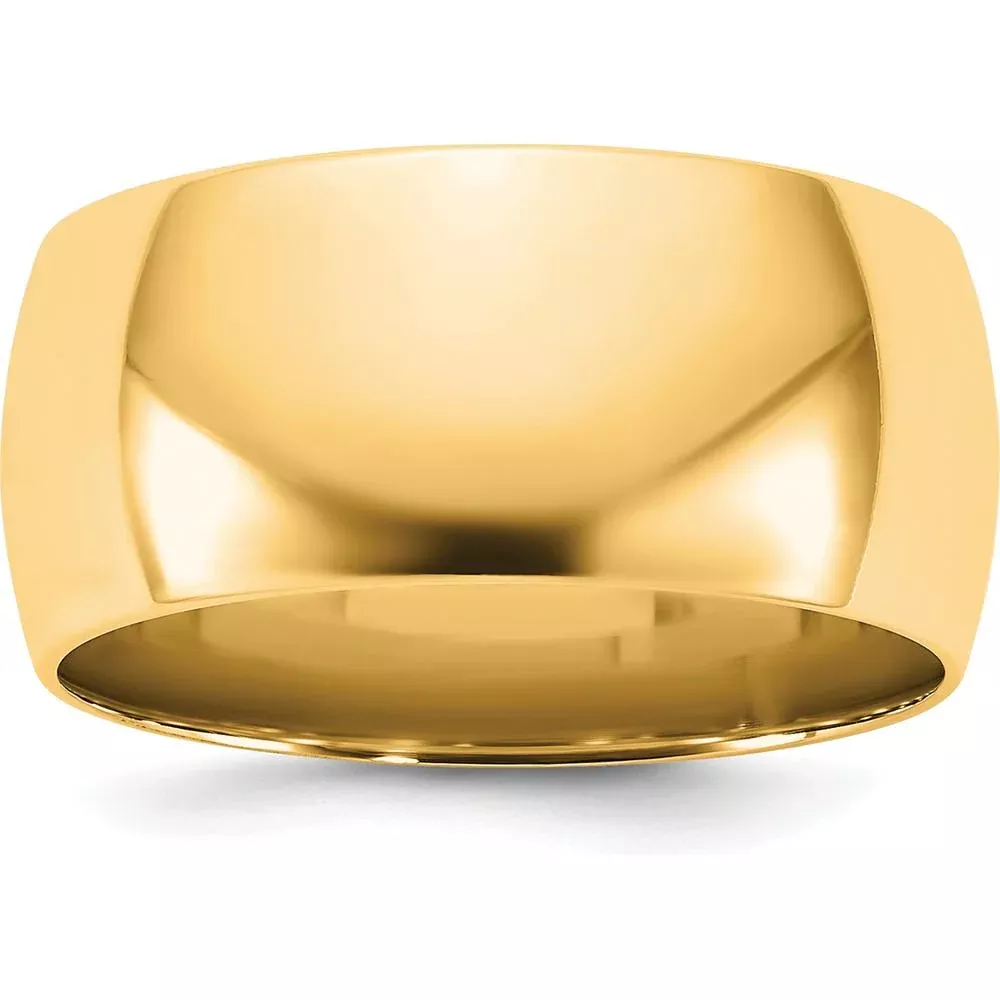 14K Yellow Gold 9mm Comfort Fit Domed Wedding Band - Size 10 by Luciano & Cie