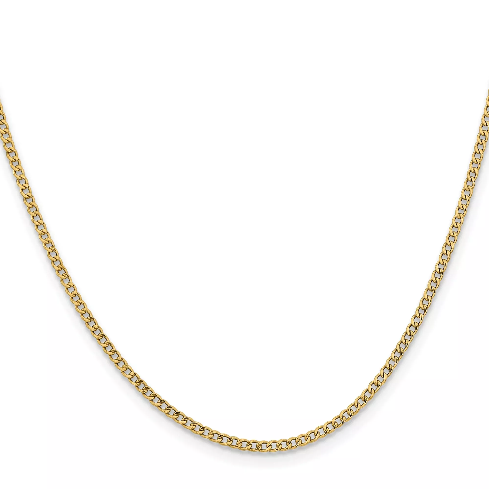 14K Yellow Gold Curb Chain Necklace, 1.85 mm