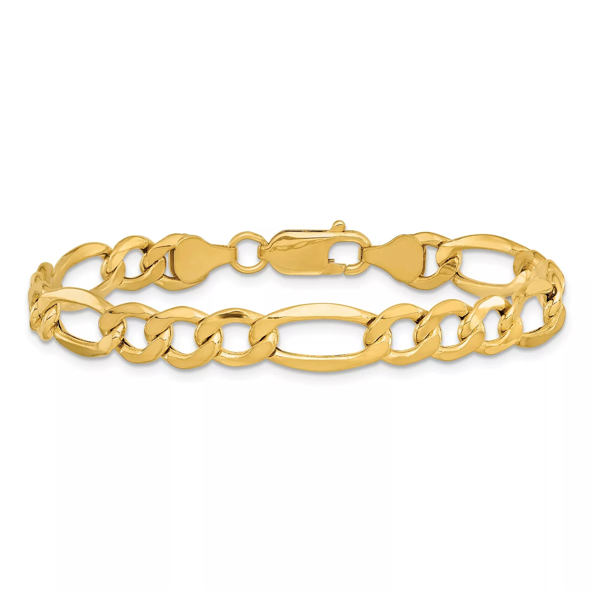 14K Yellow Gold Figaro Chain Anklet, 7.3 mm