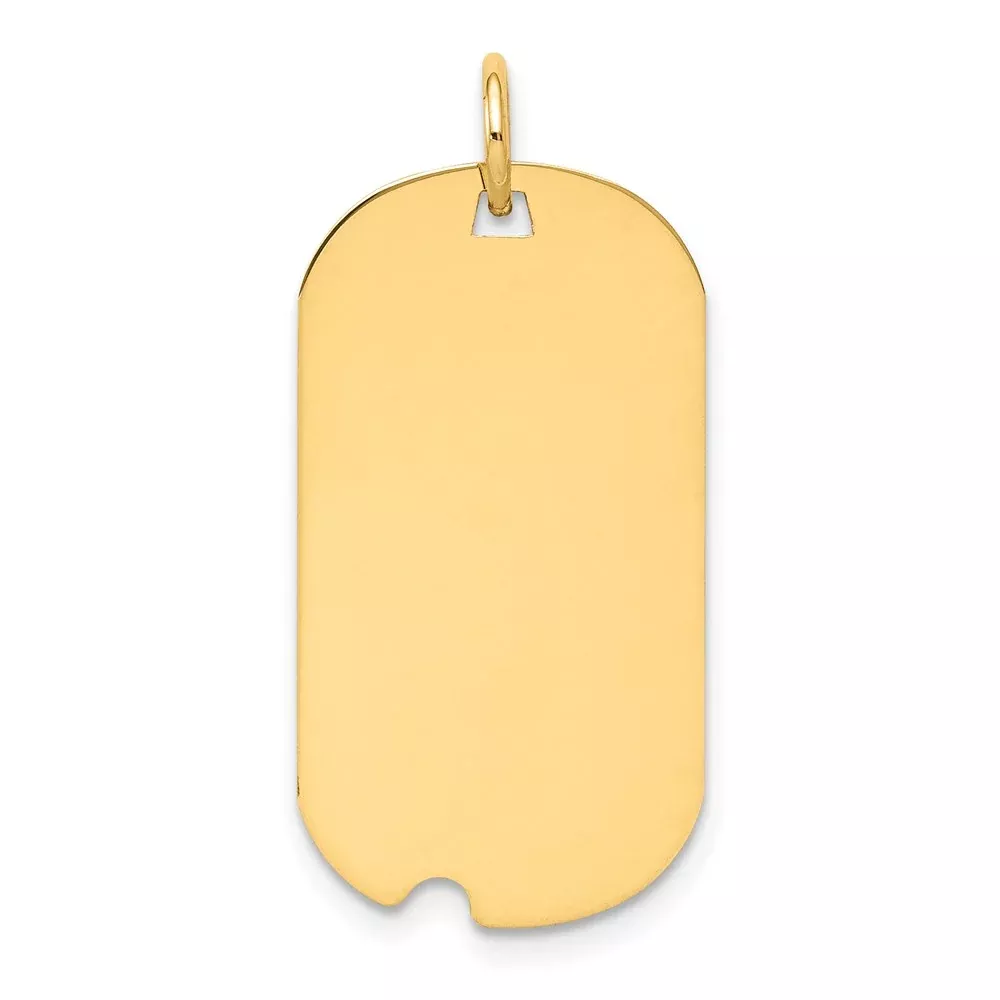 14k Yellow Gold Plain Engraveable Dog Tag w/Notch Disc Charm