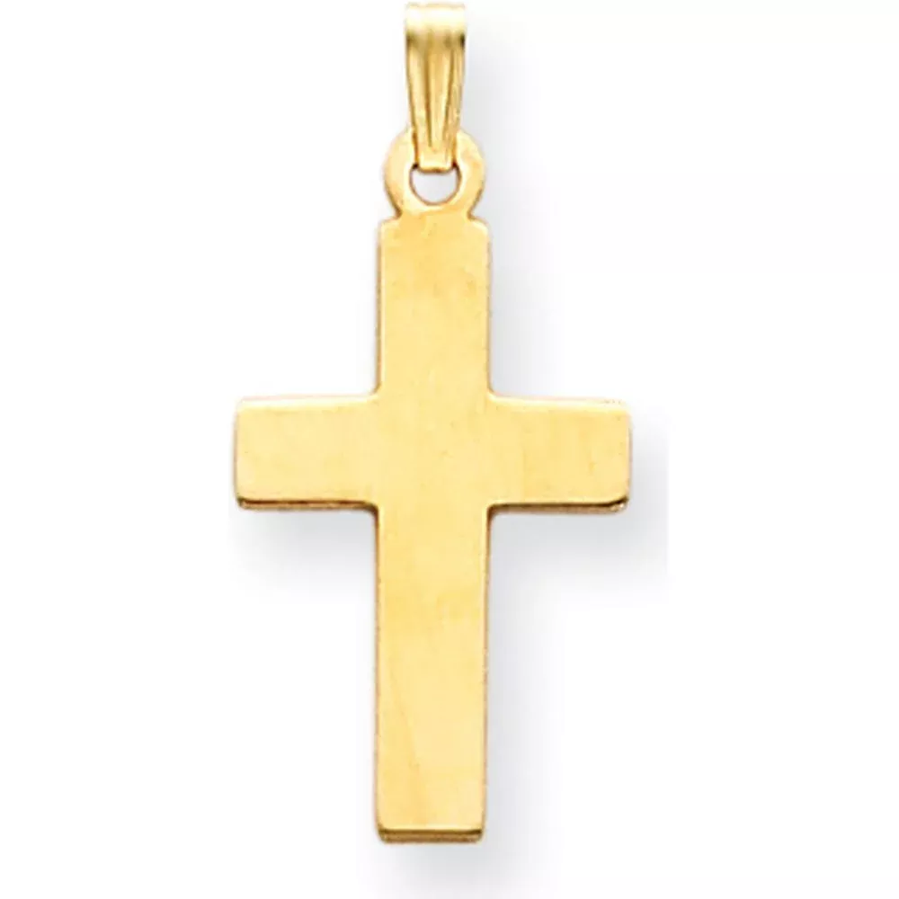 14K Yellow Gold Polished Cross Charm Pendant by Oro Pregiato