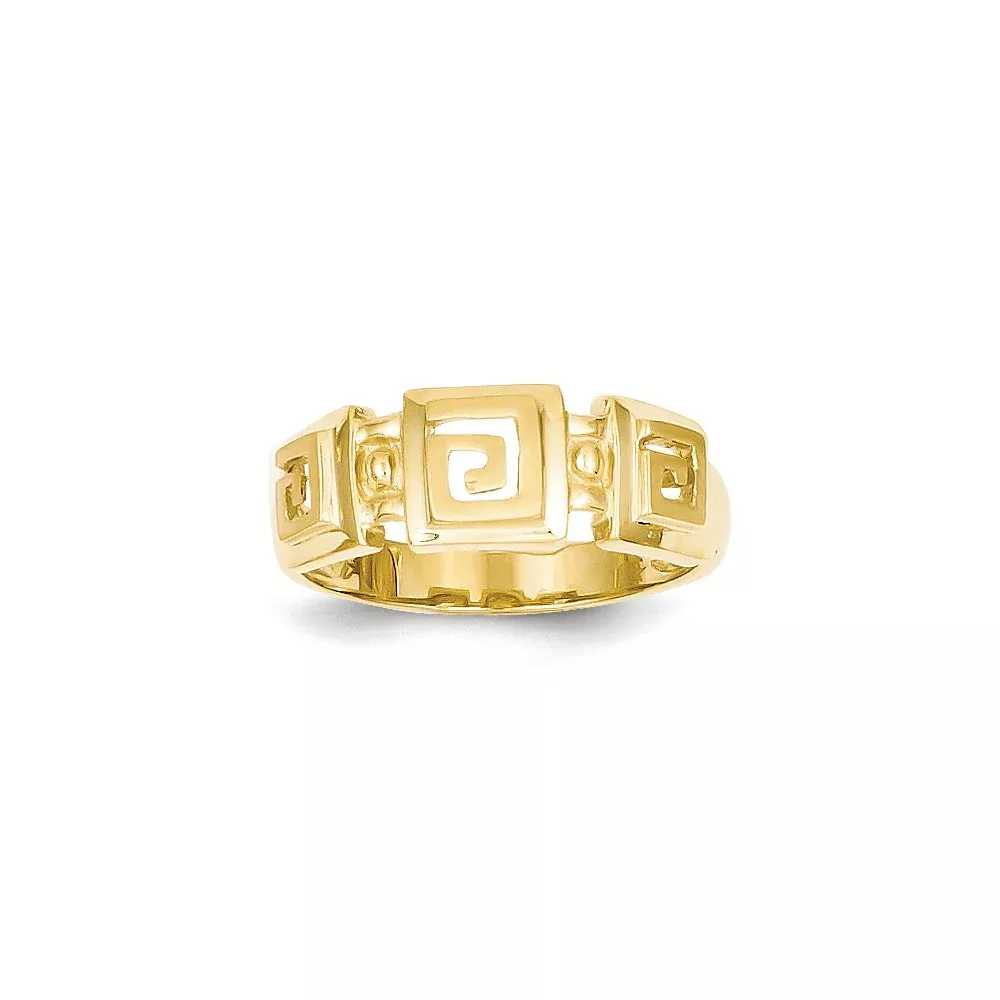 14K Yellow Gold Polished Fancy Greek Key Band