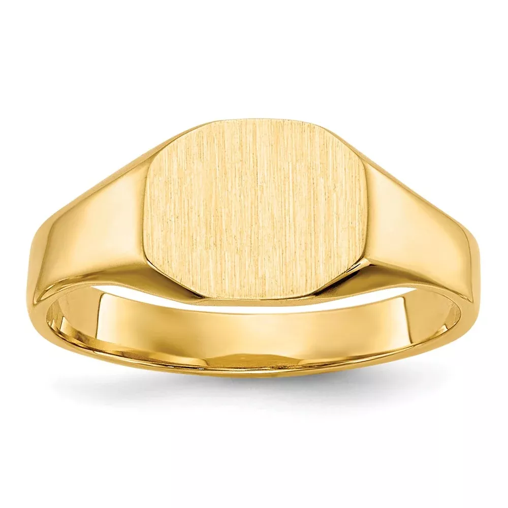 14K Yellow Gold Signet Ring 7.5mmx6mm Solid Back