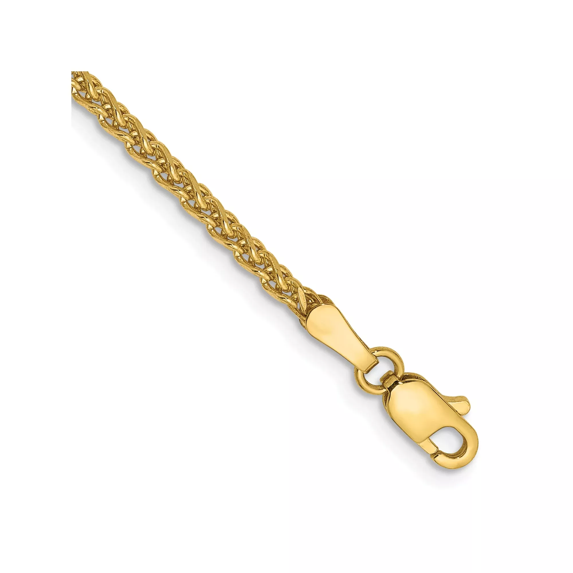 14K Yellow Gold Spiga (wheat) Chain Bracelet, 2.1 mm