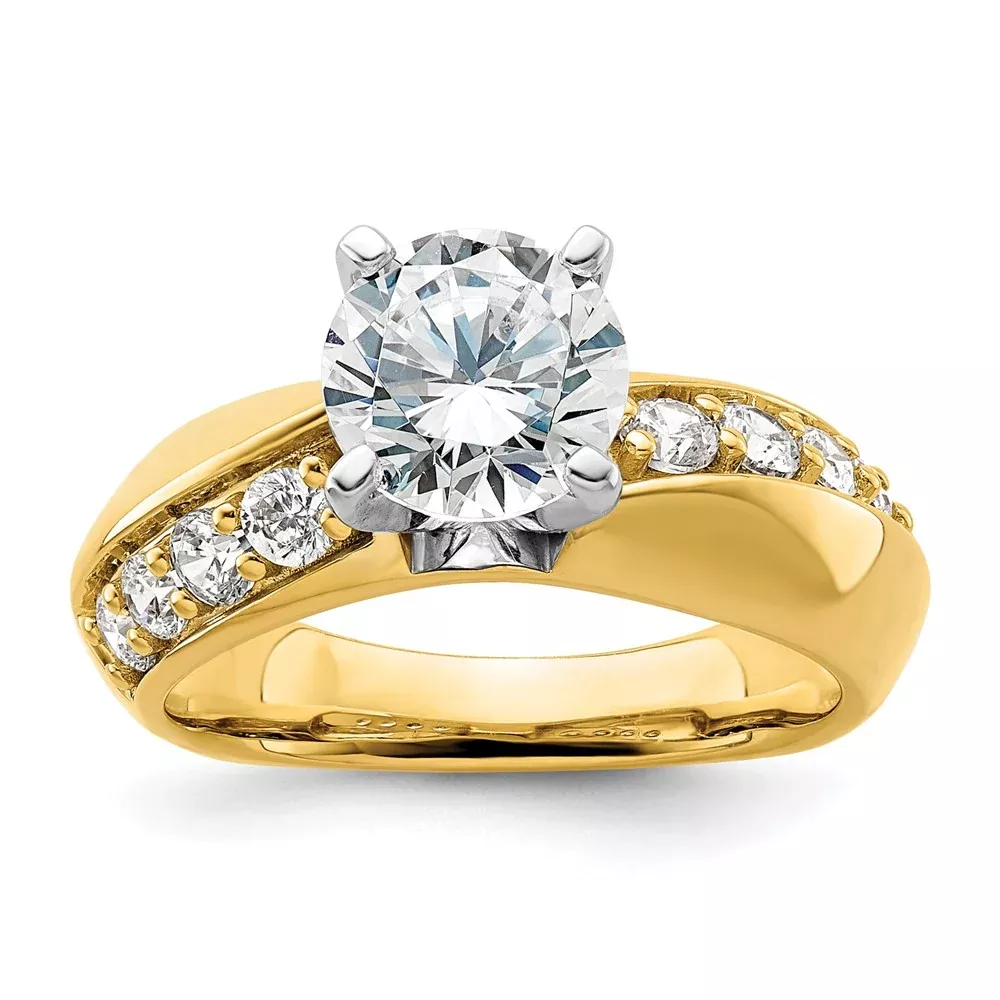 14k Yellow Gold White 1 /2 Ct. Lab Grown Diamond VS /SI+ G+ 1 1 /2 Ct. center Round Engagement Ring