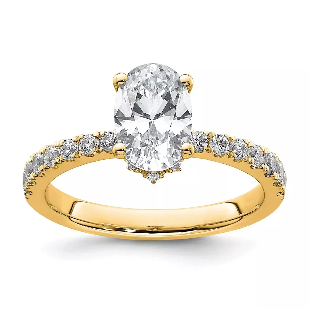 14k Yellow Gold White 1 3 /8 Ct. Lab Grown Diamond VS /SI+ G+ Oval Solitaire Engagement Ring