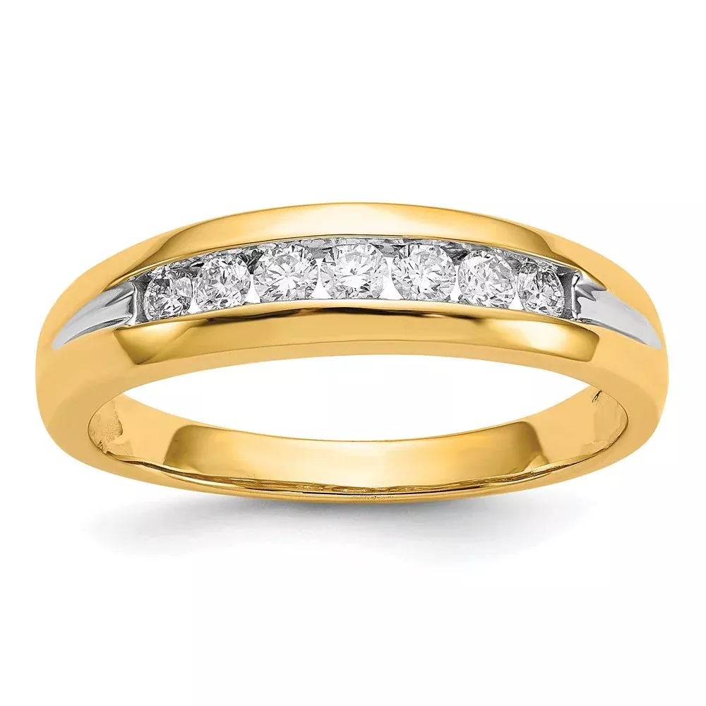 14k Yellow Gold with White Rhodium 1 /3 Ct. Lab Grown Diamond VS /SI+ G+ Seven Stone Men's Ring