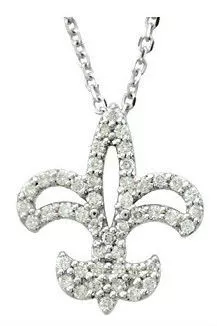 14kt White Gold 1/4 CTW Petit Diamond Fleur De Lis Necklace 14mm x 13mm