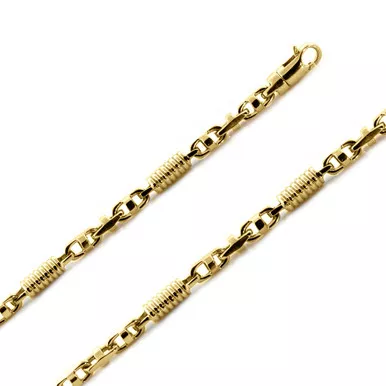 14kYellow Gold Handmade Bullet Link Chain 4.7mm 22 Inches