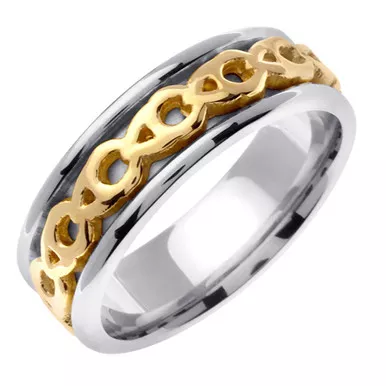 14kYellow Gold on White Gold 7mmHandmade Celtic Wedding Band (932)