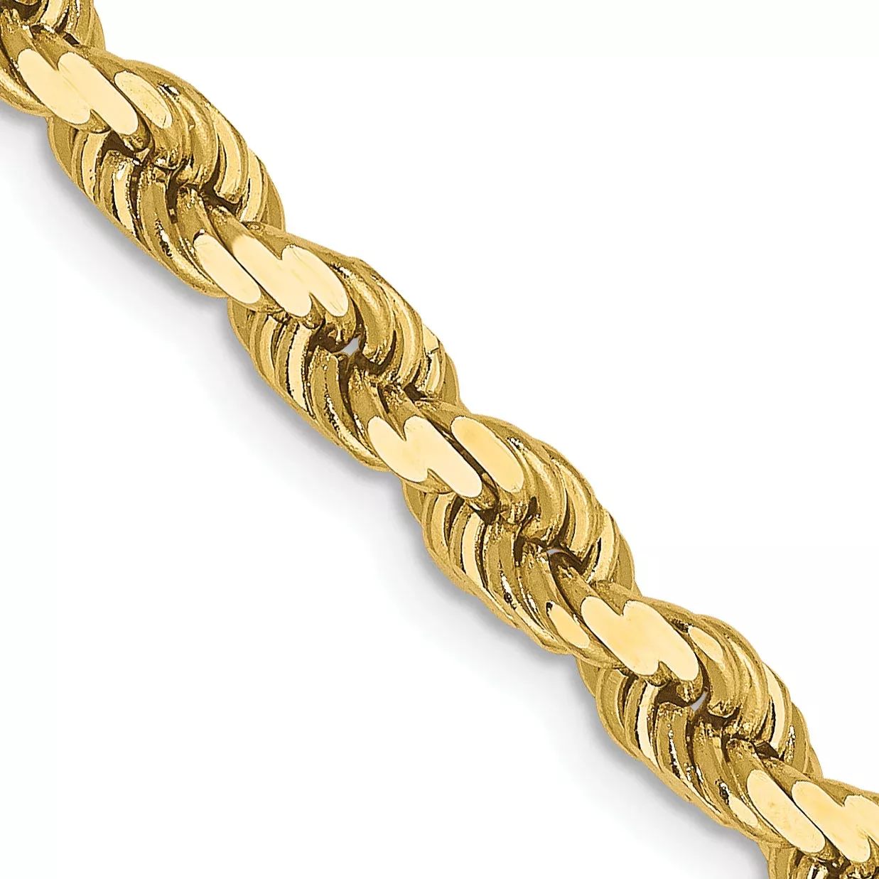18 Inch 10K 4mm Diamond-Cut Rope Chain Necklace