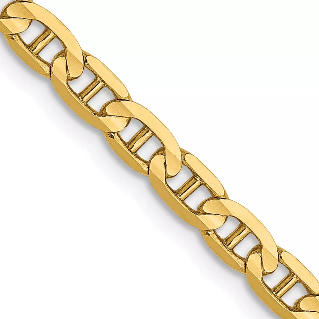 24 Inch 14K 3mm Concave Anchor Chain Necklace