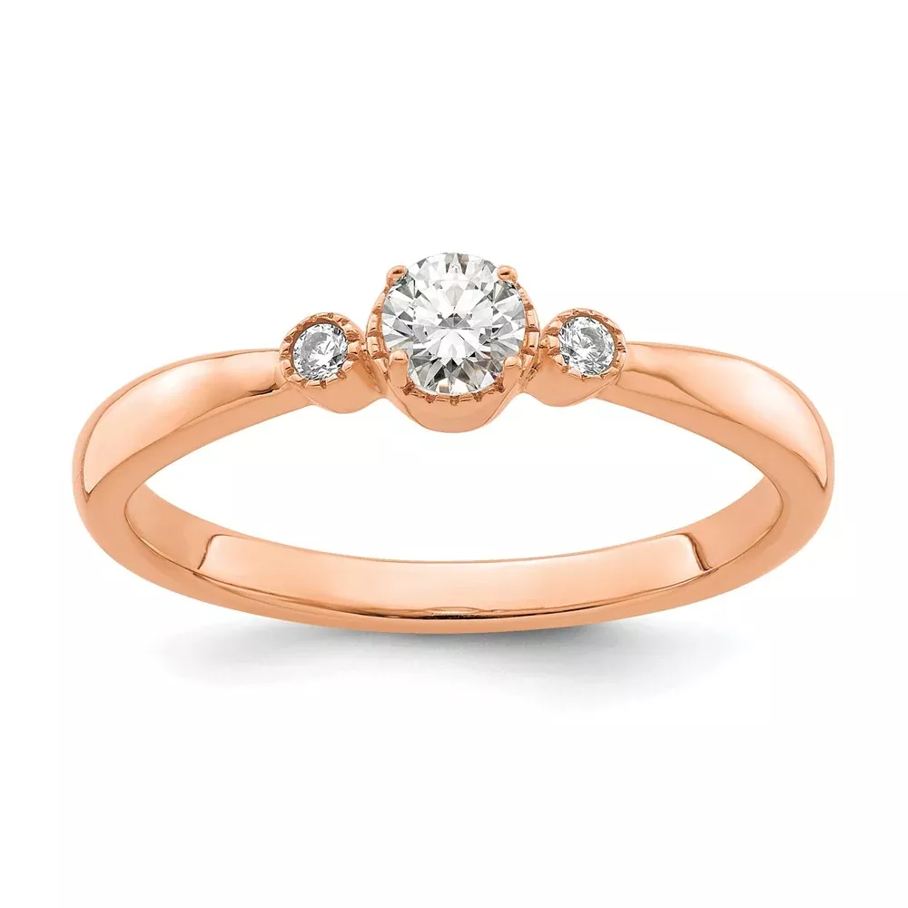 First Promise 14k Rose Gold 1 /4 Ct. Lab Grown Diamond VS /SI+ G+ Petite Engagement Ring