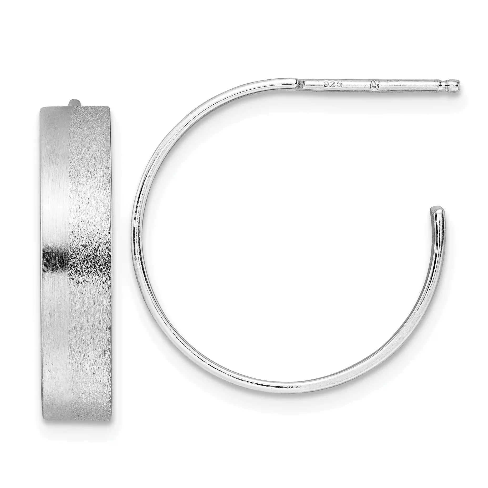 Radiant Essence SS Rhod-plated Brushed C-Hoop Earrings
