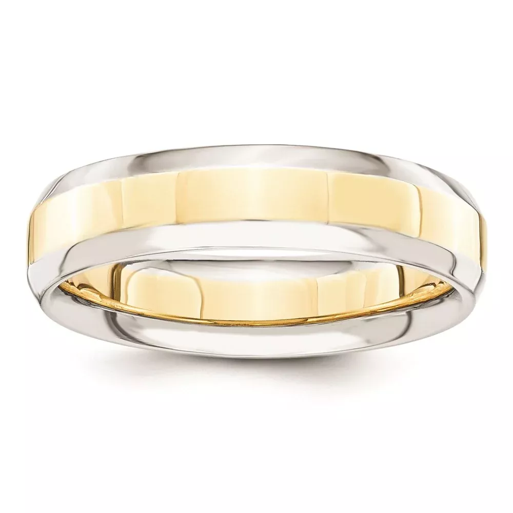 Solid 10K Yellow Gold Two-Tone 5mm Domed Size 12 Wedding Men's/Women's Wedding Band Ring