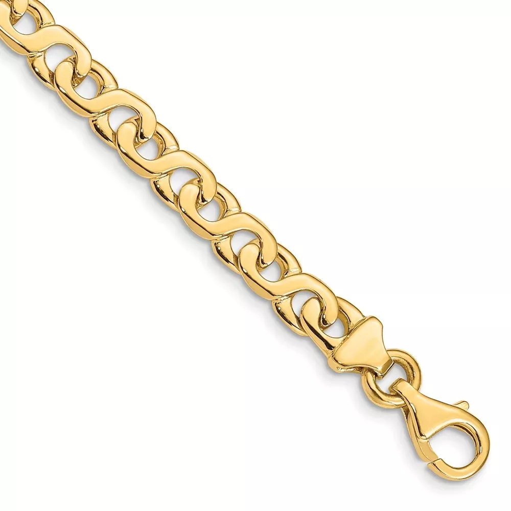 Solid 14K Yellow Gold 24 inch 6.2mm Hand Polished Fancy Link with Fancy Lobster Clasp Chain Necklace