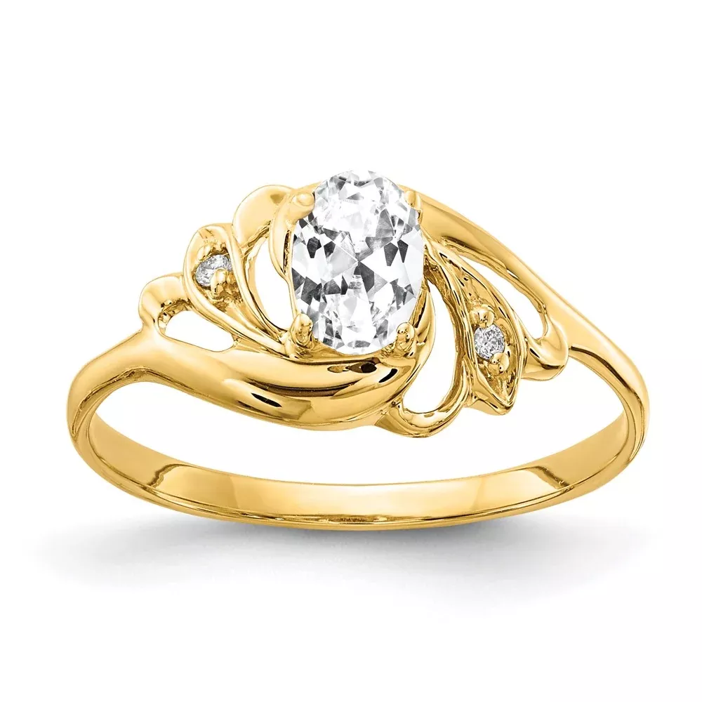 Solid 14k Yellow Gold 6x4mm Oval Cubic Zirconia AAA Simulated CZ Ring