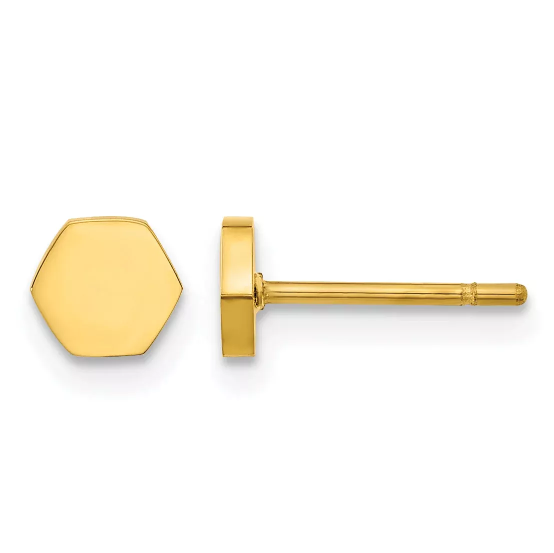Stainless Steel Gold-Tone Polished Button Earrings for Women