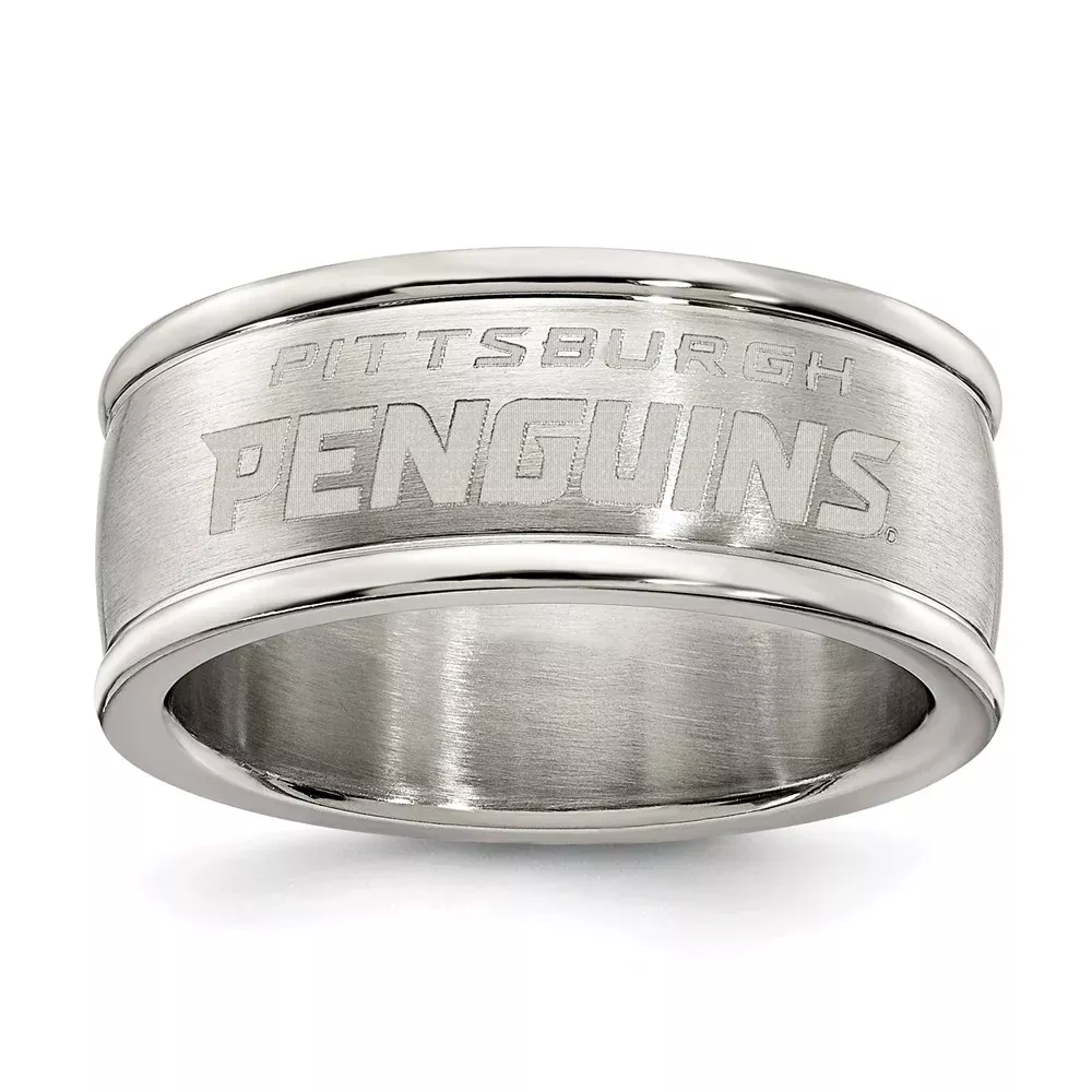 Stainless Steel Pittsburgh Penguins Logo Band Ring Size 7