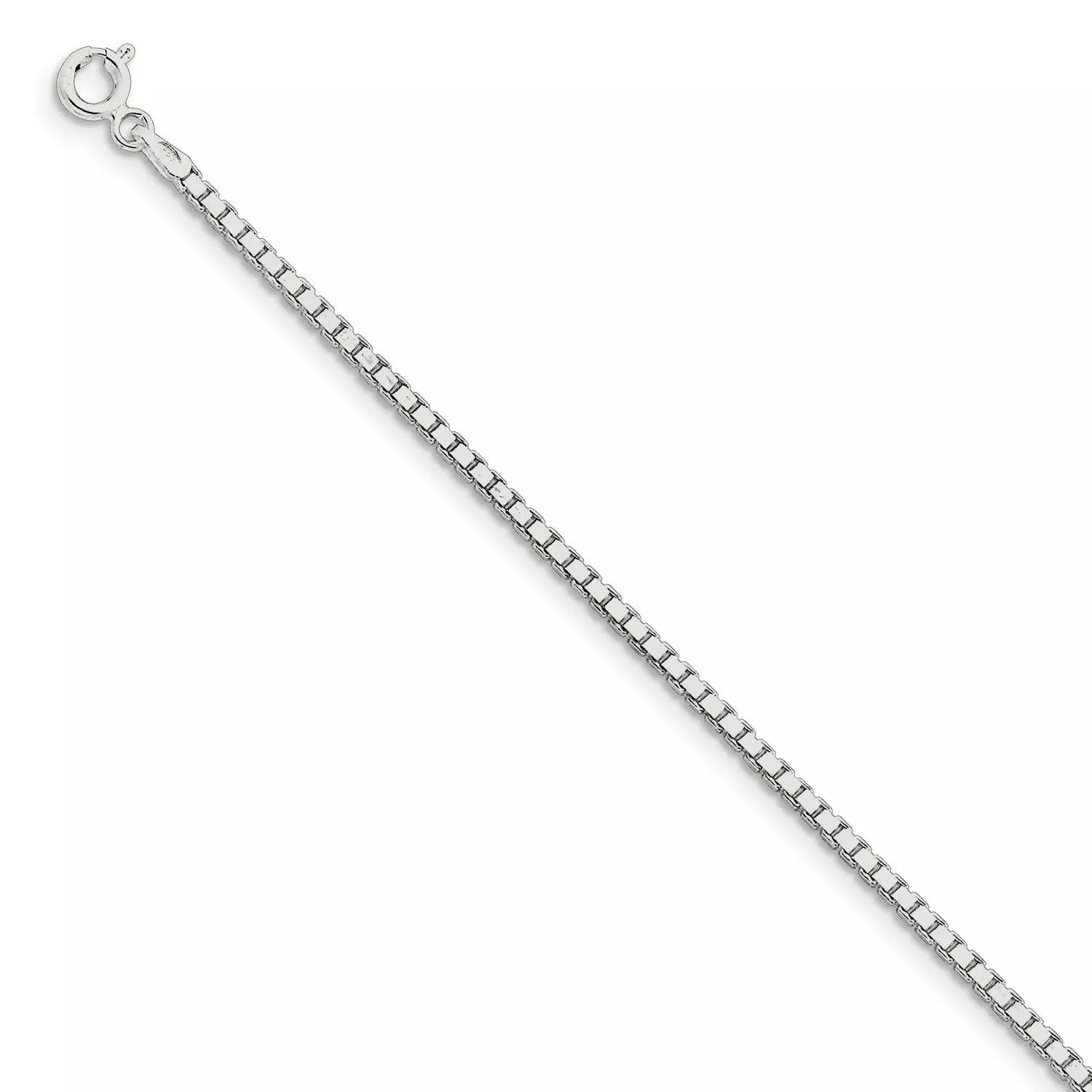 Sterling Silver Box Chain Bracelet, 1.9 mm