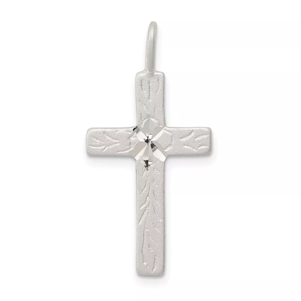 Sterling Silver Diamond-cut Cross Pendant