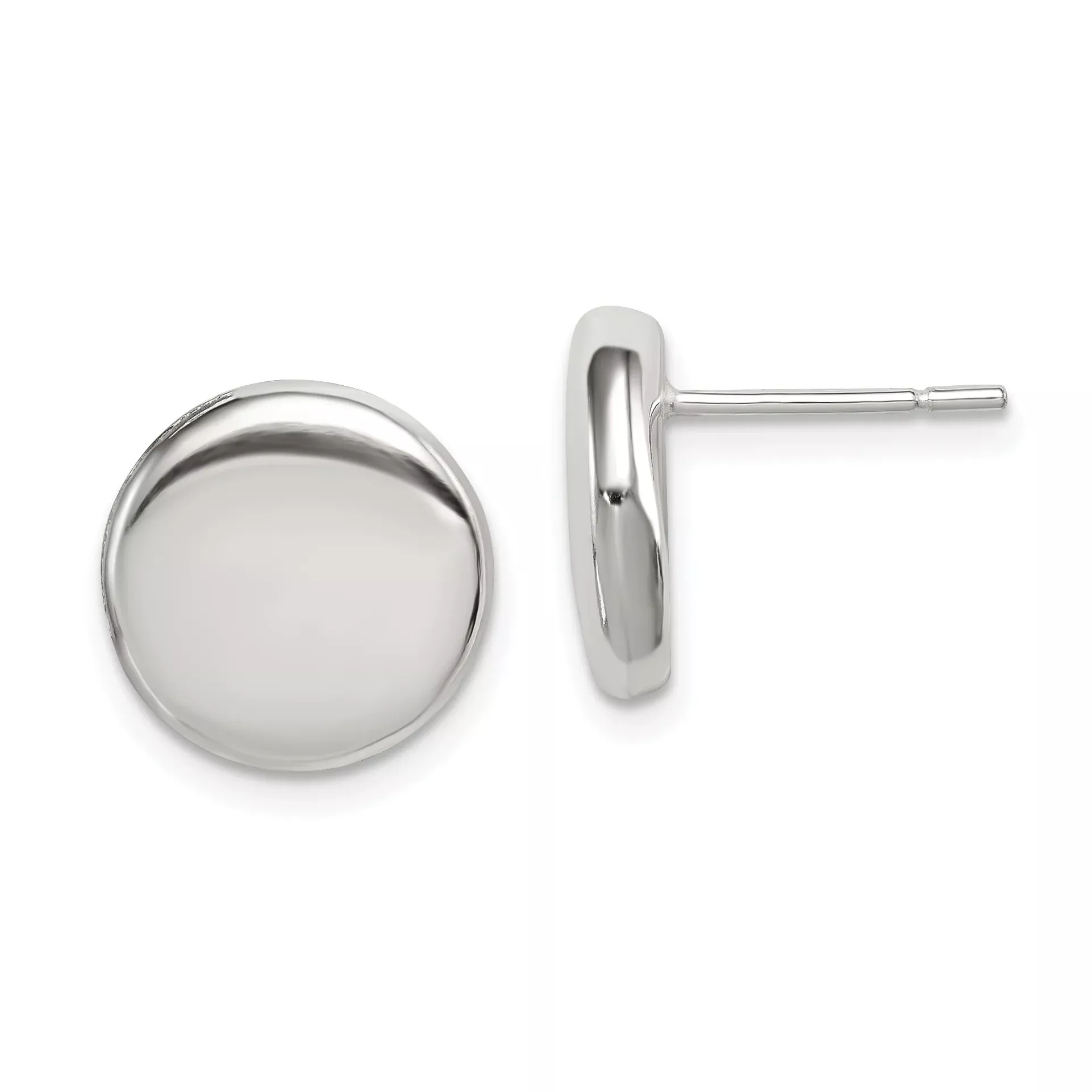 Sterling Silver Polished Button Post Earrings