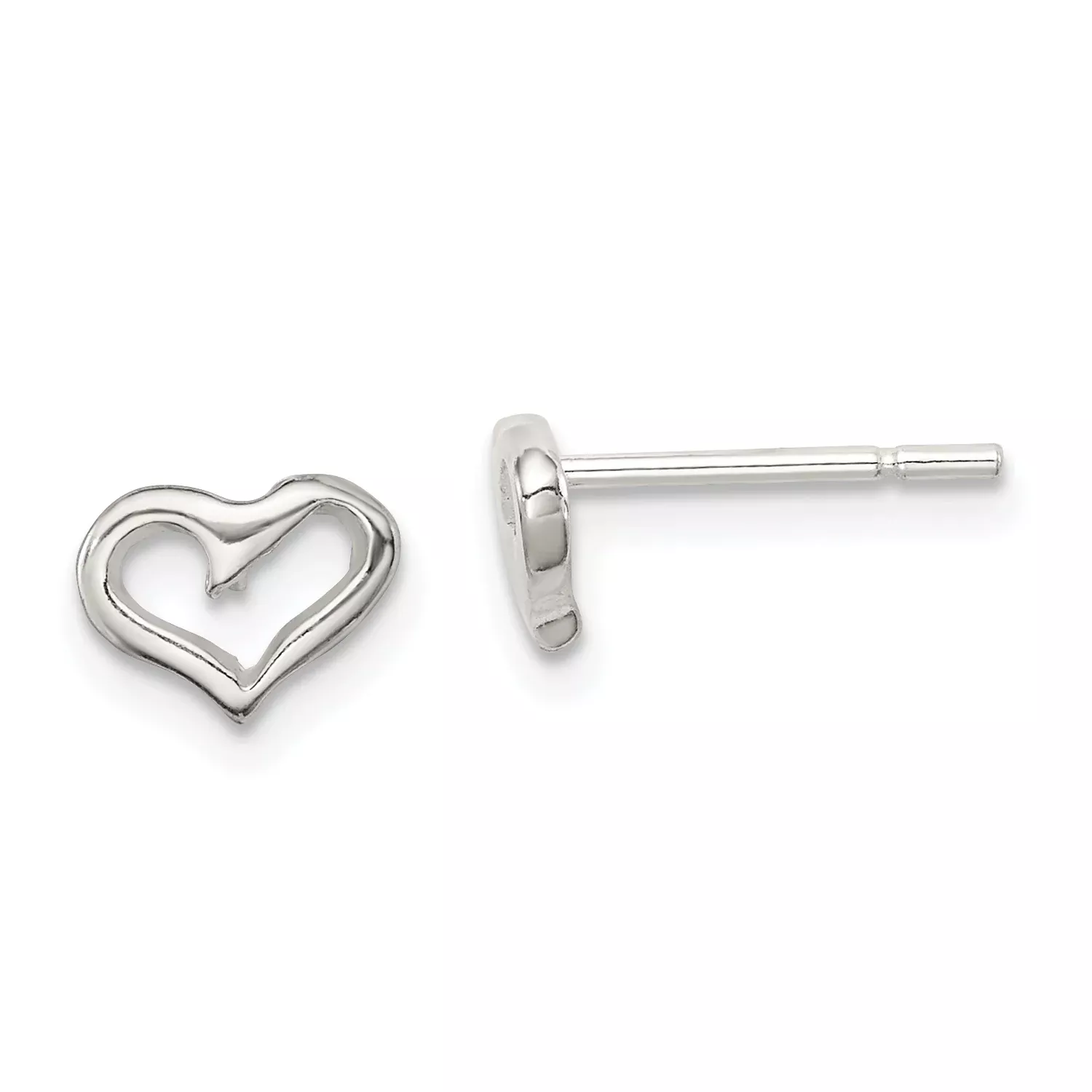Sterling Silver Polished Open Heart Children's Post Earrings