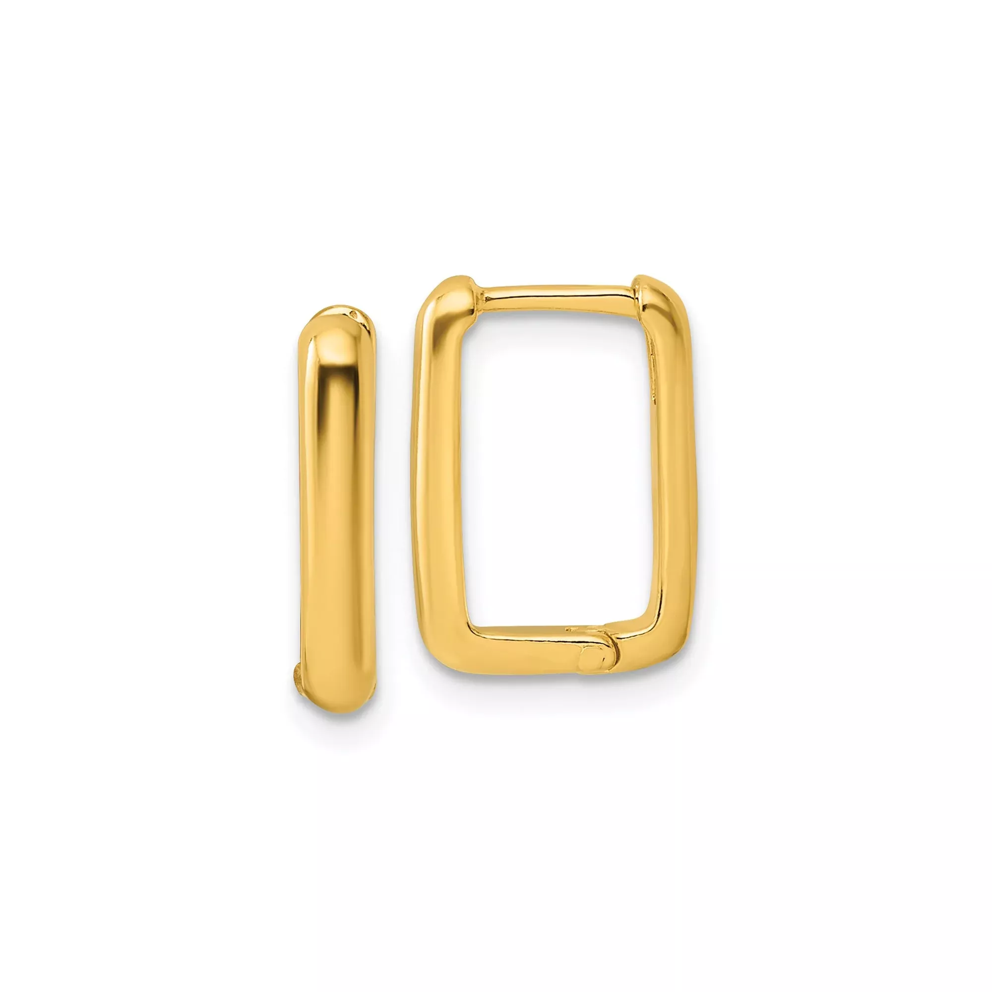 Sterling Silver Rectangular Hoop Earrings, Gold Plated, Modern Geometric Design