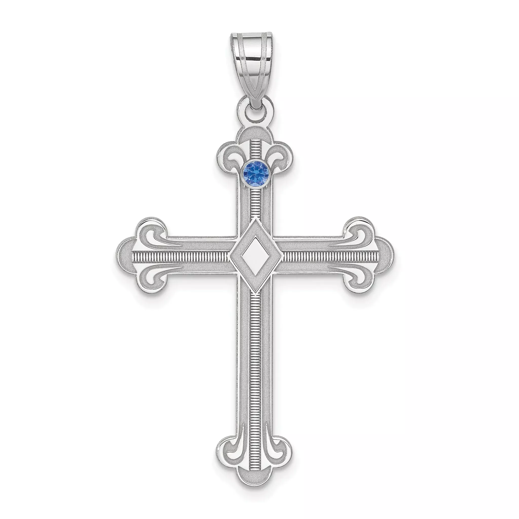 Sterling Silver Rh-plt Crystal Family Cross Pendant