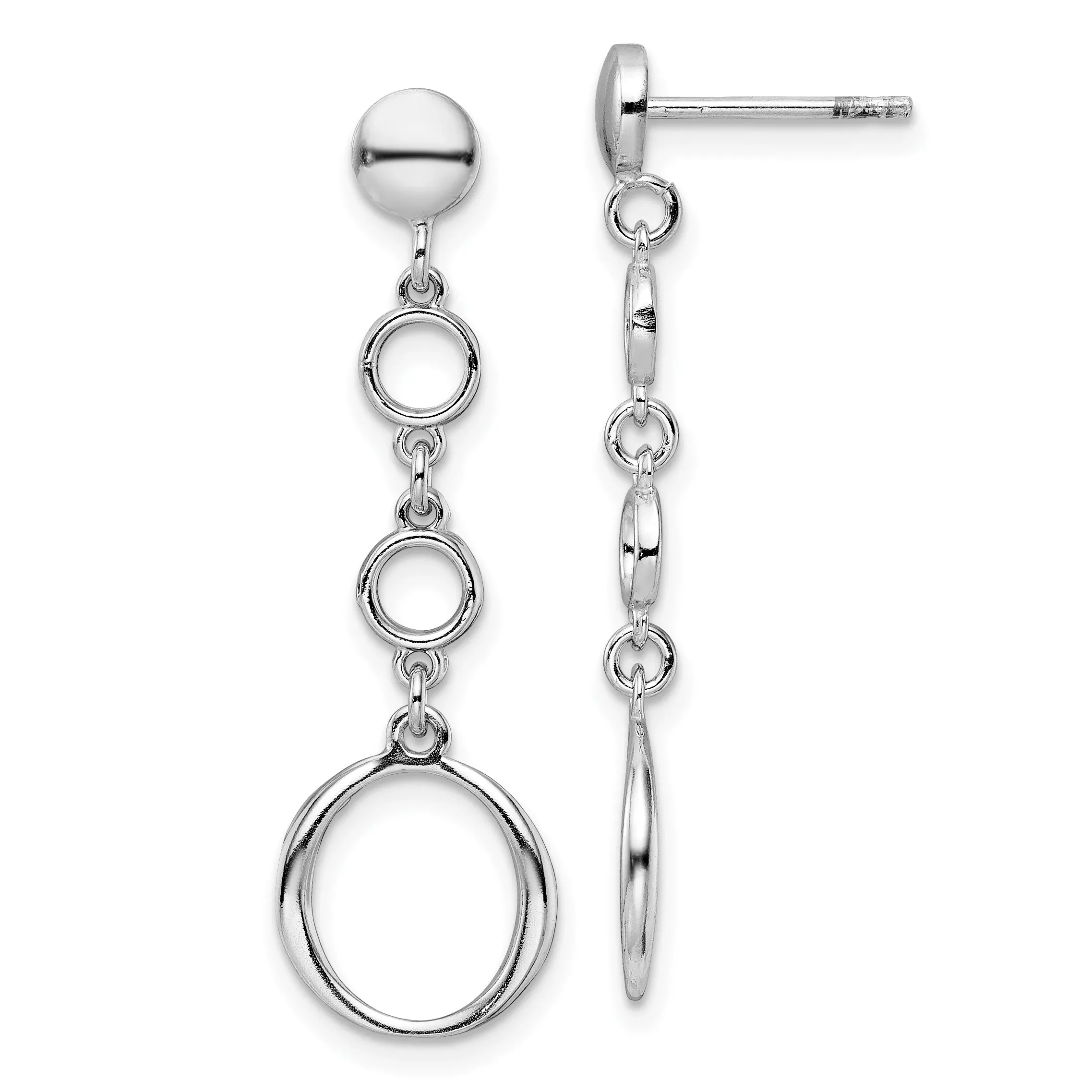 Sterling Silver Rhod-plated Post Dangle Earrings