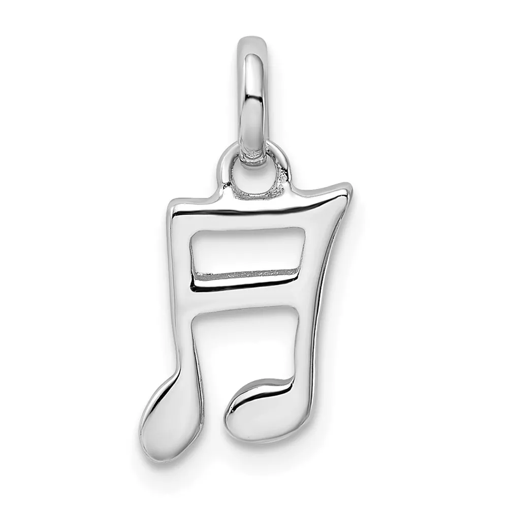 Sterling Silver Rhodium-plated Music Note Pendant