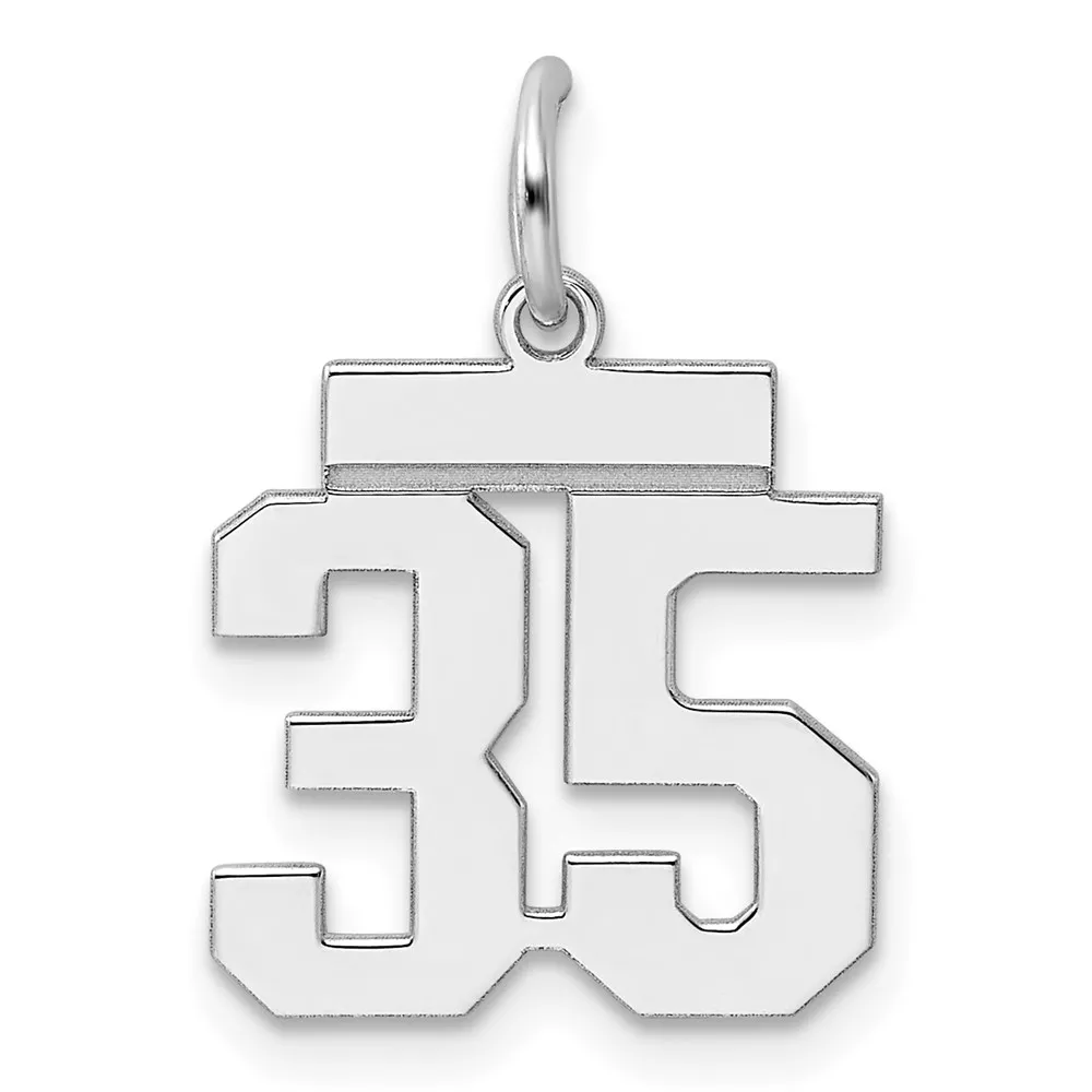 Sterling Silver/Rhodium-plated Polished Number 35 Charm