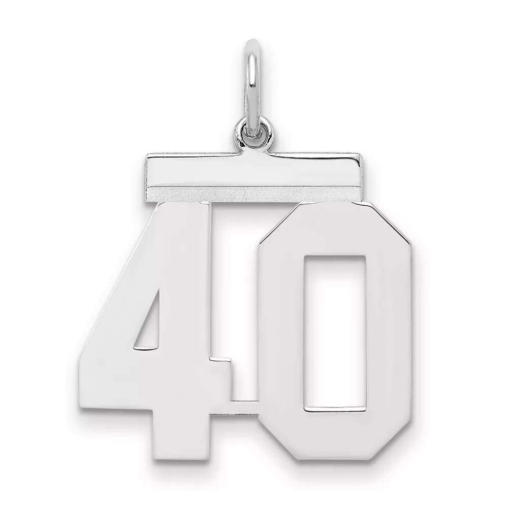 Sterling Silver/Rhodium-plated Polished Number 40 Charm