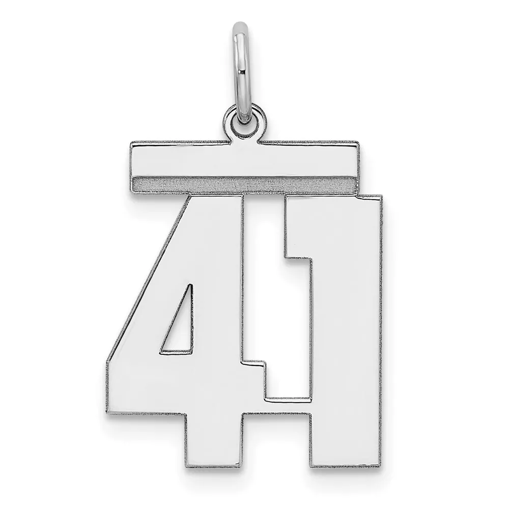 Sterling Silver/Rhodium-plated Polished Number 41 Charm