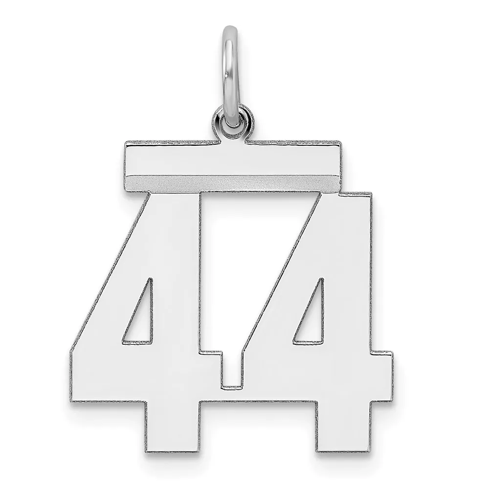 Sterling Silver/Rhodium-plated Polished Number 44 Charm