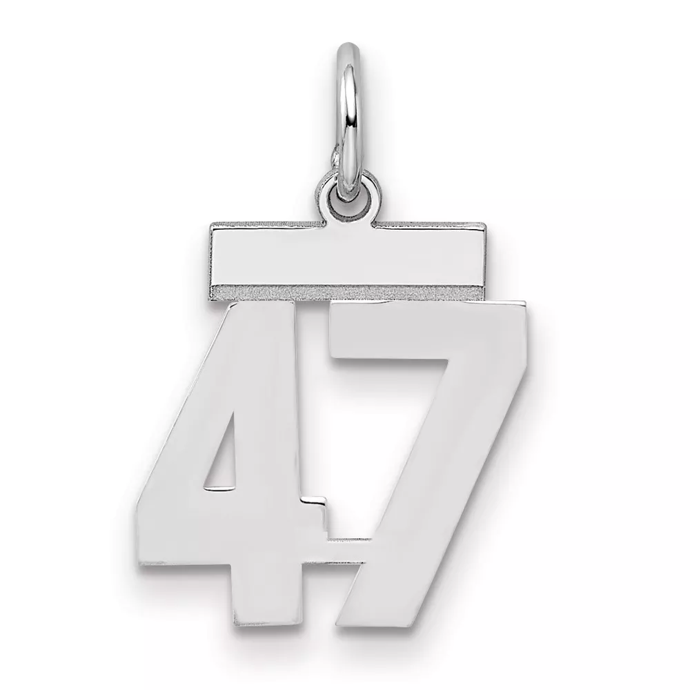Sterling Silver/Rhodium-plated Polished Number 47 Charm